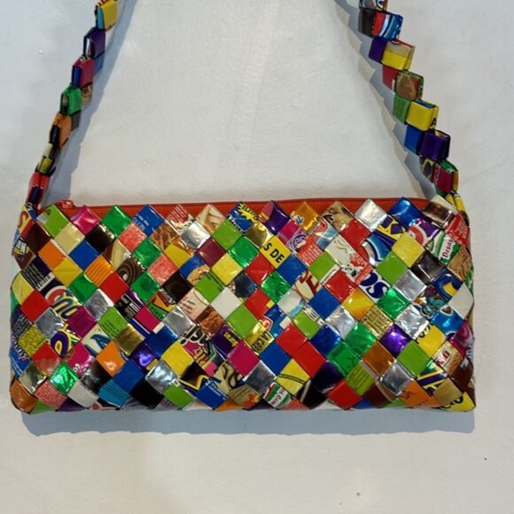 Handbags - Women’s  Y2K Vintage Retro Recycled Colorful Woven Candy Wrapper Purse Handbag